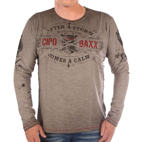 Pánské tričko s dlouhým rukávem CIPO BAXX CL389 ANTRACITE