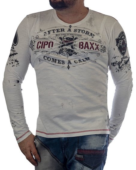 Pánské tričko s dlouhým rukávem CIPO BAXX CL389 WHITE