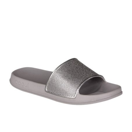 Pantofle COQUI TORA Khaki grey/Silver glitter