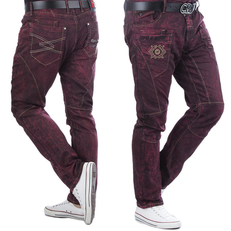 Pánské džínové kalhoty CIPO BAXX CD497 BURGUNDY