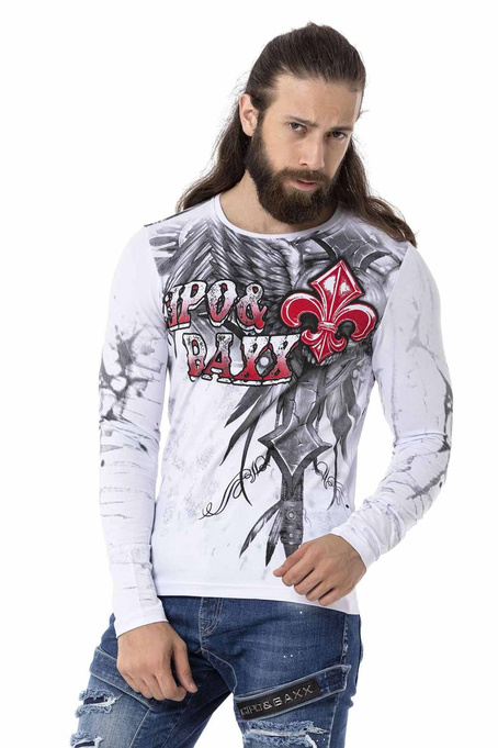 Pánské tričko s dlouhým rukávem CIPO BAXX CL522 White