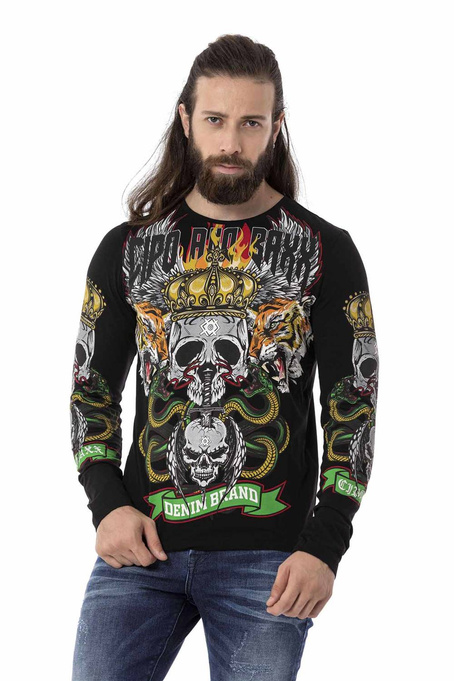 Pánské tričko s dlouhým rukávem CIPO BAXX CL514 Black